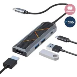 Redragon UCA 4-Port USB-C Hub - Black